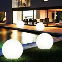 Boule lumineuse d'extérieur lampe solaire décoration de jardin extérieur, plastique blanc, blanc