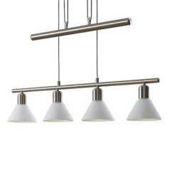 Suspension à intensité variable 'Delira' en métal pour salon & salle à manger - blanc, nickel satiné