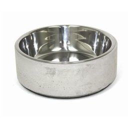 Beonebreed - bac d'alimentation en béton avec bol en acier inoxydable - base antidérapante - gris