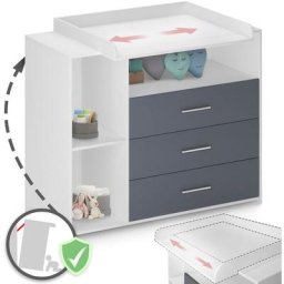 Infantastic - Commode à Langer - avec 3 Tiroirs et 3 Compartiments Ouverts, 113 x 53 x 101,6 cm,