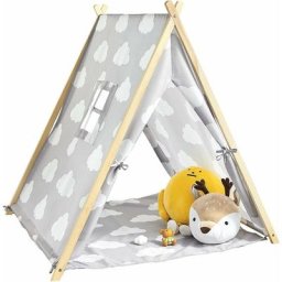 OSS02-F01 Tente de jeu pour enfant avec 2 portes et une fenêtre Gris clair - Sobuy