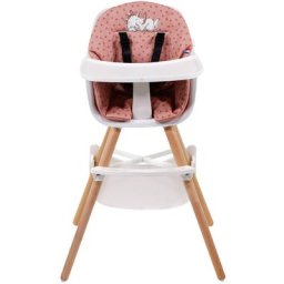 Nania - Chaise haute blanche et hêtre - Coussin décor Aristochat