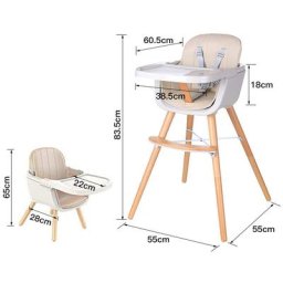 Chaise Haute pour bébé en Bois,table à mange ,champagne.