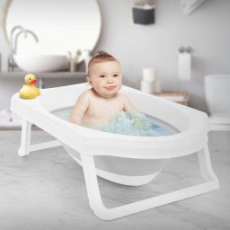 Ecd Germany - Baignoire bébé pliable portable écoulement d'eau pieds antidérapant 80x46x24 cm