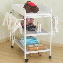 2 en 1 Table à Langer avec Baignoire, Étagère à langer, avec panier de rangement, 4 roues et 2