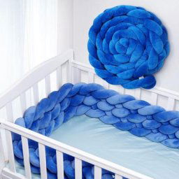 Merkmak - Tour de lit Bebe coussin Serpent Tresse Coussin 3M Largeur 22cm Bleu vert