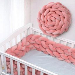 Tour de lit Bebe coussin Serpent Tresse Coussin 3M Largeur 22cm Rouge brique