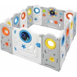 Parc Bébé en Plastique 14 éléments - Neo en Blanc - Baby Vivo