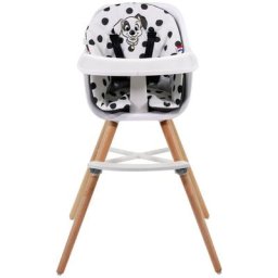 Nania - Chaise haute blanche et hêtre - Coussin décor 101 Dalmatiens