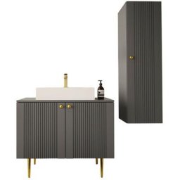 Ensemble de salle de bain Merced B116, Gris - Gris