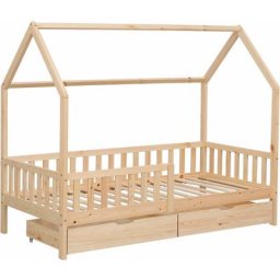 Lit cabane pour enfant 190x90cm en bois avec tiroirs marceau - brown