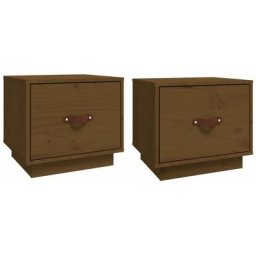 Tables de chevet 2pcs Marron miel 40x34x35cm Bois de pin massif Vidaxl marron miel