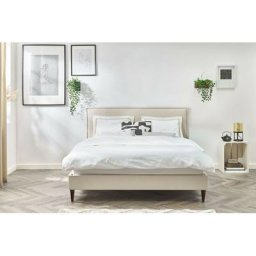 Lit Bobochic Lit 160x200 cm sary avec lattes massives pieds bois wengé 160x200 Beige - Beige
