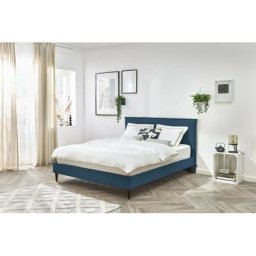 Lit Bobochic Lit 160x200 cm sary avec lattes massives pieds bois wengé 160x200 Bleu - Bleu