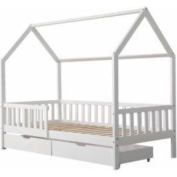 Lit cabane pour enfant 190x90cm blanc avec tiroirs marceau - white