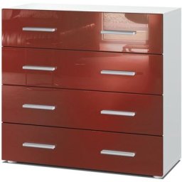 Vladon - Commode Buffet Armoire Pavos en Blanc mat - haute brillance & tons naturels - Bordeaux