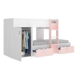 Lit train avec armoire colin - Artic / Rose - Artic / Rose