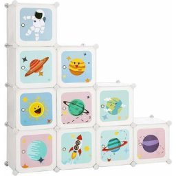 Meuble Rangement Enfant 16 Cubes, Armoire Modulable Avec Portes