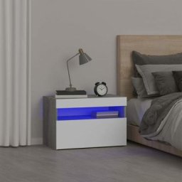 Moderne-Stil Table de chevet avec lumières led Sonoma gris 60x35x40 cm Pour chambre,Montage