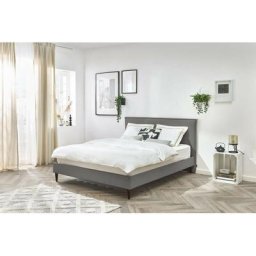 Lit Bobochic Lit 160x200 cm sary avec lattes massives pieds bois wengé 160x200 Anthracite