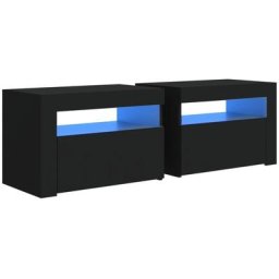 Tables de chevet 2 pcs avec led Noir 60x35x40 cm Vidaxl Noir