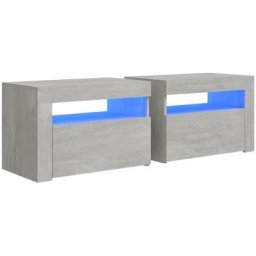 Tables de chevet 2 pcs avec led Gris béton 60x35x40 cm Vidaxl Gris béton