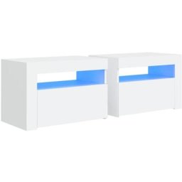 Tables de chevet 2 pcs avec led Blanc 60x35x40 cm Vidaxl Blanc