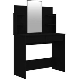 Coiffeuse avec miroir noir 96x40x142 cm Vidaxl Noir