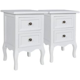 Table de chevet 2 pcs avec 2 tiroirs MDF Blanc vidaXL - N/A