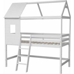 Lit cabane mezzanine pour enfant 190x90cm blanc margot - white