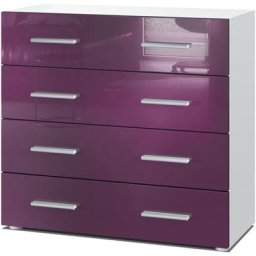 Vladon - Commode Buffet Armoire Pavos en Blanc mat - haute brillance & tons naturels - Mûre haute