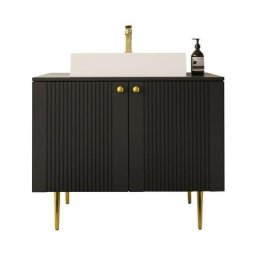 Armoire de lavabo indépendante Merced B114, Noir, Mis, 74x90x46cm, Stratifié, mdf - Noir