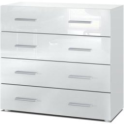 Vladon - Commode Buffet Armoire Pavos en Blanc mat - haute brillance & tons naturels - Blanc haute
