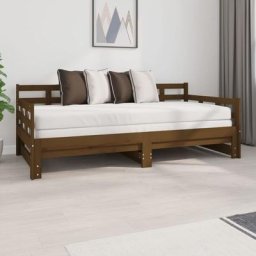 2x (90 x 190) cm Lit Adulte 1 personne - Lit coulissant Marron miel Bois de pin solide 2x(90x190)