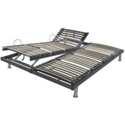 Sommiers relax manuel SB28-Lattes bois-Réglage fermeté zone lombaires-140x190-Gris - Gris
