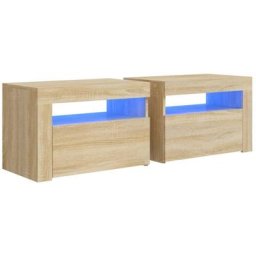 Tables de chevet 2 pcs avec led Chêne Sonoma 60x35x40 cm Vidaxl Chêne sonoma
