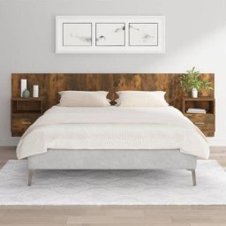 Tête de lit Contemporain Pour Lit adulte | avec armoires Chêne fumé Bois d'ingénierie 71348 - Brun