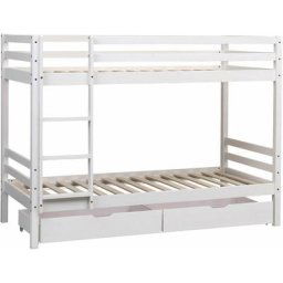 Lits superposés pour enfants 190x90cm blanc avec tiroirs ambre - white