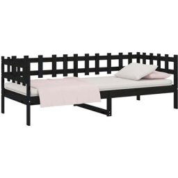 Lit de jour Noir 80x200 cm Bois de pin massif Vidaxl Black