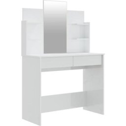 Coiffeuse avec miroir Blanc brillant 96x40x142 cm Vidaxl High gloss white