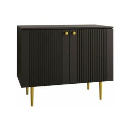 Armoire de lavabo indépendante Merced B114, Noir, Mis, 74x90x46cm, mdf, Stratifié - Noir