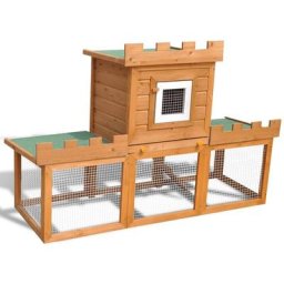 Clapier lapin large d'extérieur | Cage Enclos à Lapin avec 1 seule maison 48966 - Brun