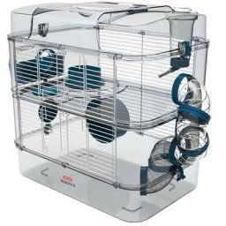 Cage sur 2 étages pour hamsters, souris et gerbilles - Rody3 duo - l 41 x p 27 x h 40,5 cm - Bleu