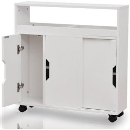 Meuble de rangement étroit à roulettes, peu encombrant, blanc