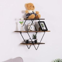 Unho - Etagère Murale Design Support Industrielle Vintage en Bois et Métal pour Salon Chambre