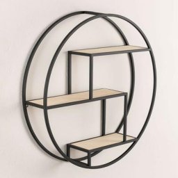 Sklum - tagère murale en bois et acier Kafren Black&Natural - Black&Natural