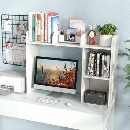COSTWAY Bibliothèque, Étagere à Poser sur Meuble avec 5 Compartiments pour Écran 27"", Bibliothèque