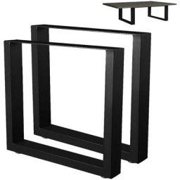 Bakaji - 2x Legs Feet Coffee Table Bench Table 64x40 Metal Modern Design Black