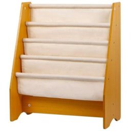 Tagère bibliothèque enfant Montessori 4 niveaux en bois et tissu