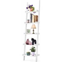 Etagere de Rangement, Etagere Fleur,Etagere Escalier en Bois, Bibliotheque a 5 Niveaux, Meuble